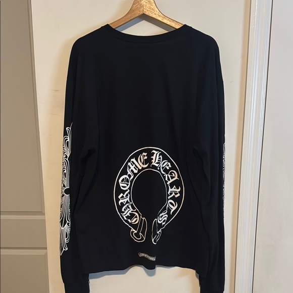 Chrome Hearts Horse Shoe Black Long Sleeve Men's Shirt - Picture 2 of 10